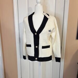 Alo Cream and Black Cardigan